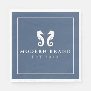 Moderne Elegant Nautical Seepferd Coastal Brand Serviette