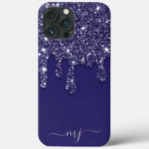 Moderne Elegant Navy Blue Glitzer Dripping
