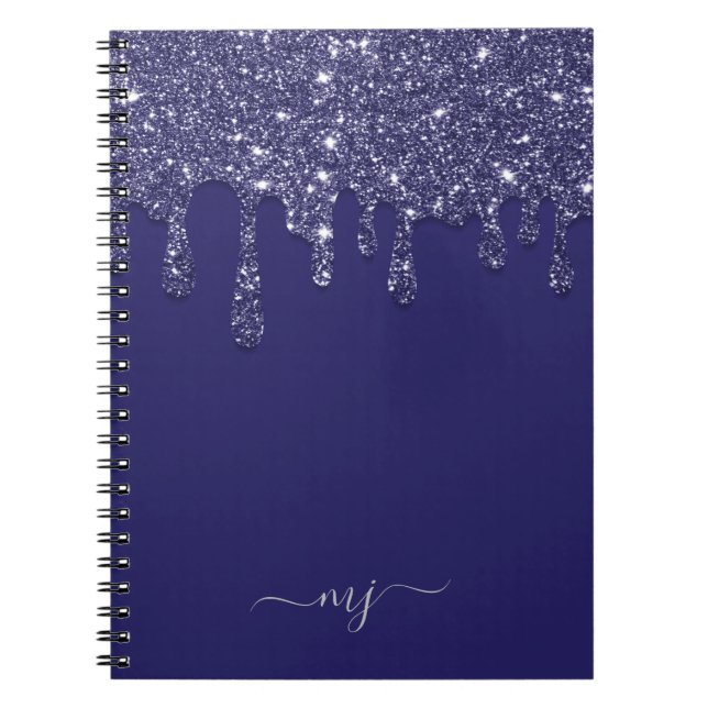 Moderne Elegant Navy Blue Glitzer Dripping Notizblock (Vorderseite)