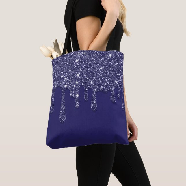 Moderne Elegant Navy Blue Glitzer Dripping Tasche (Von Nahem)