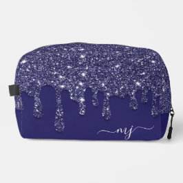 Moderne Elegant Navy Blue Glitzer Dripping Waschbeutel