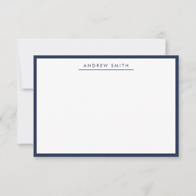 Moderne Elegant Navy Blue Line Classic Minimalisti Mitteilungskarte (Vorderseite)