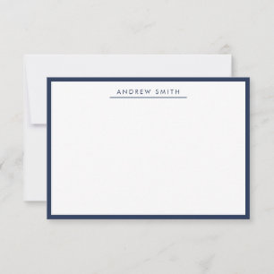Moderne Elegant Navy Blue Line Classic Minimalisti Mitteilungskarte