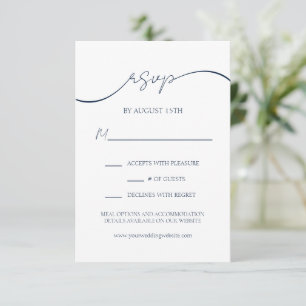 Moderne Elegant Navy Blue Minimal Wedding RSVP Car