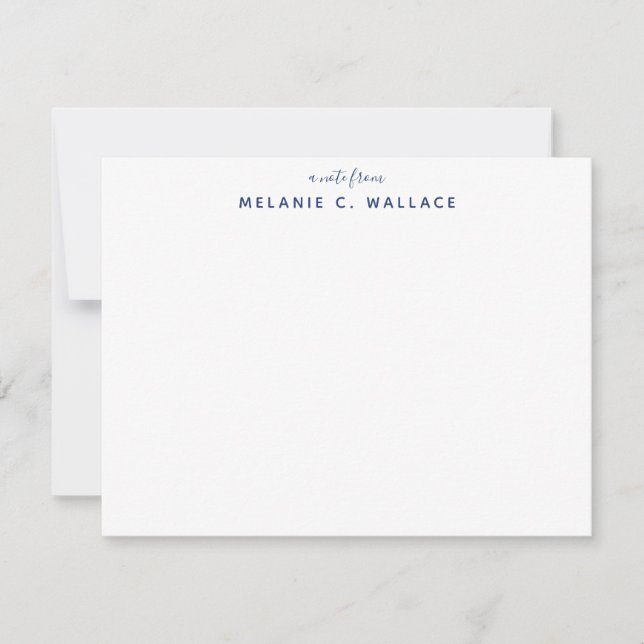 Moderne Elegant Navy Blue Personal Stationery Note Mitteilungskarte (Vorderseite)