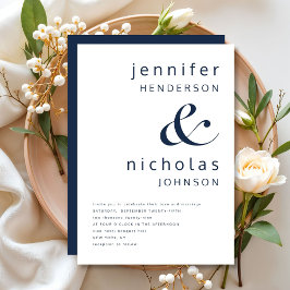 Moderne Elegant Navy Blue Wedding Einladung