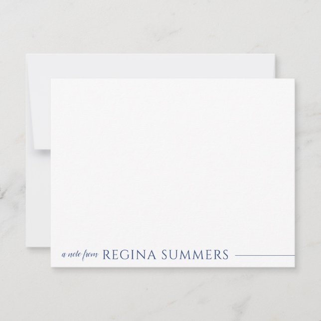 Moderne Elegant Navy Personalisiert Stationery Mitteilungskarte (Vorderseite)
