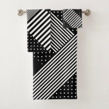 Moderne Elegant Noir Grille Pois blancs