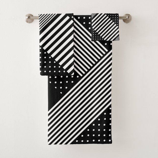 Moderne Elegant Noir Grille Pois blancs (En situation)