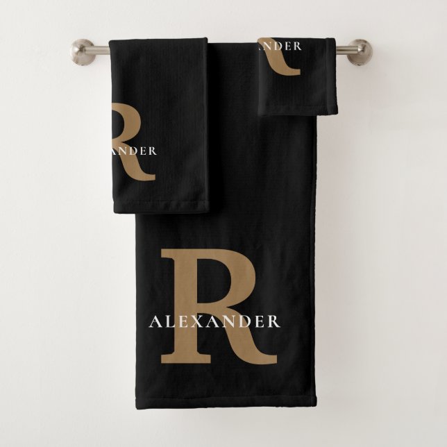 Moderne Elegant Noir Monogramme Or Gras Typographi (En situation)