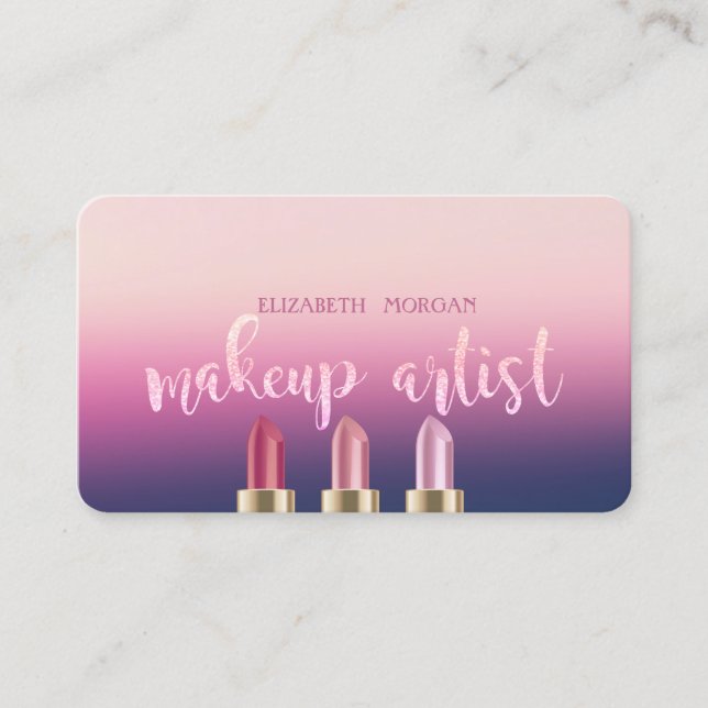 Moderne Elegant Ombre,Lipsticks,Makeup Artist Visitenkarte (Vorderseite)