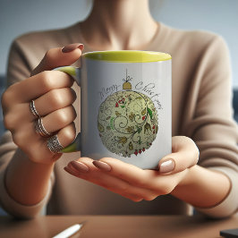 Moderne Élégant or Doodle de Noël Ornament MUG