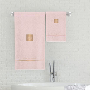Moderne élégant or rose chic rayures monogrammées