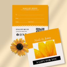 Moderne Elégant Orange Blanc Floral Nail Salon Cad