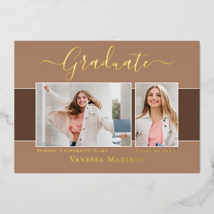 Moderne Elégant Photo Foil Faire-part de graduatio