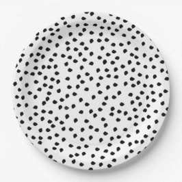 Moderne Elegant Polka Punkte Schwarz-Weiß Pappteller