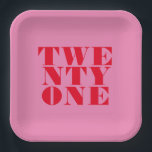Moderne Elegant Rosa Rot Bold 21. Geburtstag Pappteller<br><div class="desc">Moderne 21. Geburtstagspapiere mit eleganter Typografie und minimalistischem Design - Teller.</div>