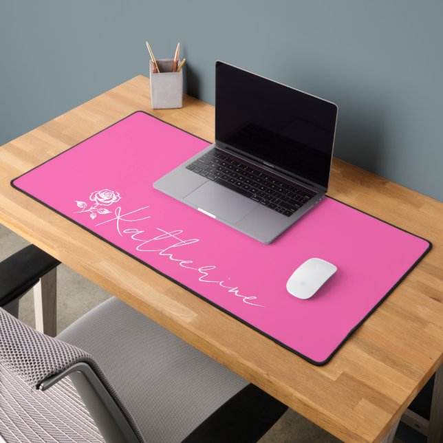 Moderne Élégant Rose Chaud Et Rose Nom Personnalis (Bureau 2)