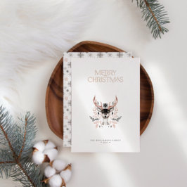 Moderne Élégant Rose de Noël Foil Non Carte photo