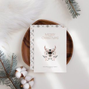 Moderne Élégant Rose de Noël Foil Non Carte photo
