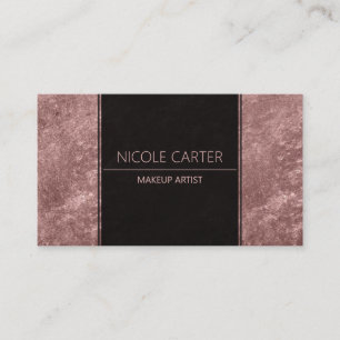 Moderne élégant rose or chic carte de visite noir