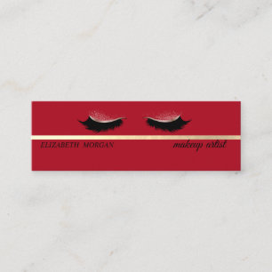 Moderne Elegant, Rot, Imitate Lashes Mini Visitenkarte