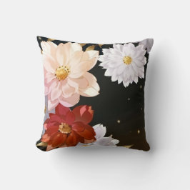 Moderne Elegant Rot Rosa Blütenbraun Kissen