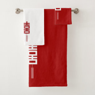 Moderne Elegant Rouge et Blanc Double Bonheur