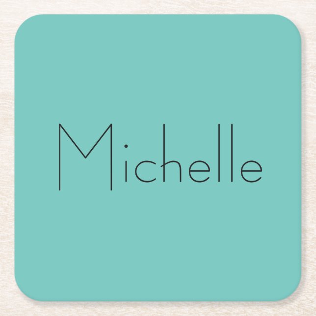 Moderne Elegant schlicht Blau Ihr Name Rechteckiger Pappuntersetzer (Vorderseite)
