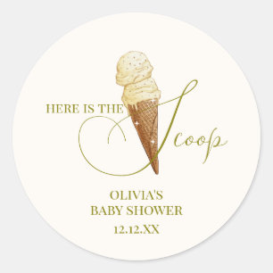 Moderne Elegant Scoop Ice Cream Baby Dusche Runder Aufkleber