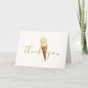 Moderne Elegant Scoop Ice Cream Script Baby Dusche Dankeskarte