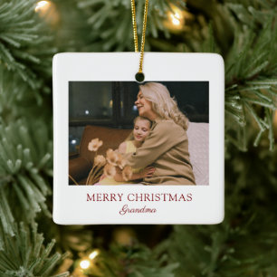 Moderne Elegant Script Frohe Weihnachten Grandma Keramikornament