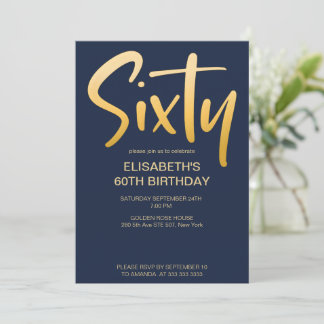 Moderne Elegant Simple Blue 60. Geburtstagsparty Einladung