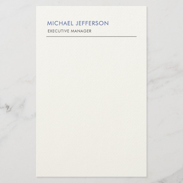 Moderne Elegant Simple Blue White Briefpapier (Vorderseite)