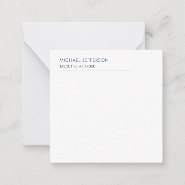 Moderne Elegant Simple Blue White Mitteilungskarte (Vorderseite)