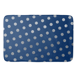 Moderne Elegant Simple Navy Blue Silver Polka Dots Badematte