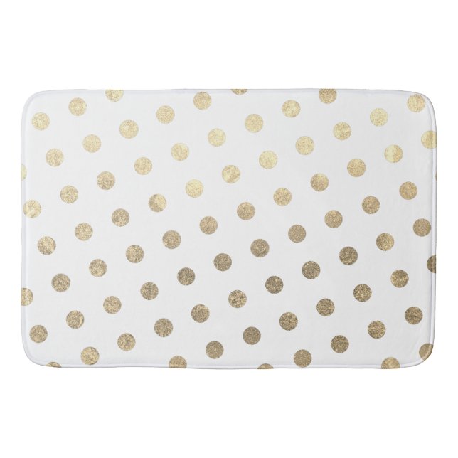 Moderne Elegant Simple White Rose Gold Polka Dots Badematte (Vorderseite)