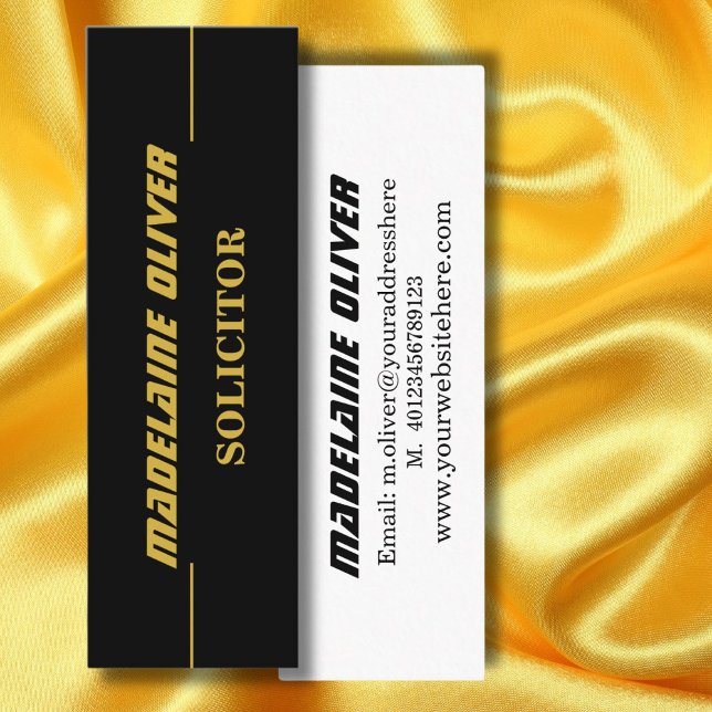 Moderne Elegant Sleek Solicitor Beruflich Black Mini Visitenkarte (Von Creator hochgeladen)