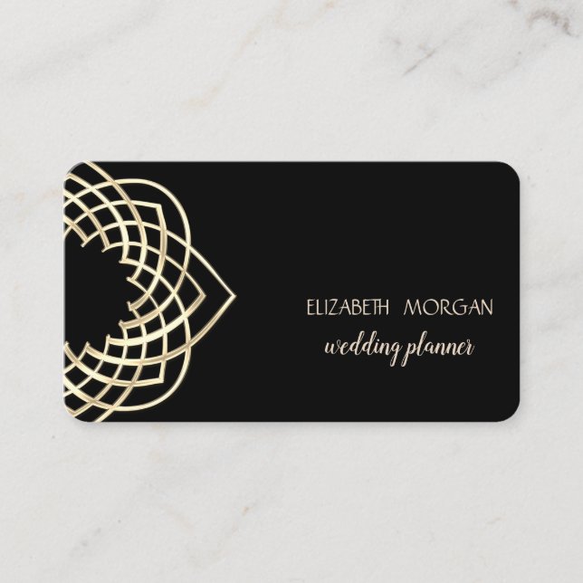 Moderne Elegant Stilvoll, Gold, schwarz Visitenkarte (Vorderseite)