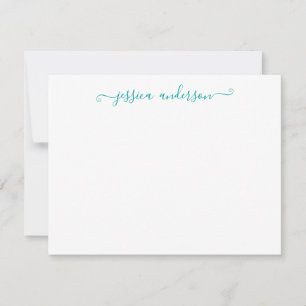 Moderne Elegant Stilvolle Aquamarine Blauschrift Mitteilungskarte