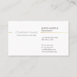 Moderne Elegant White und Gold Einfache Unternehme Visitenkarte