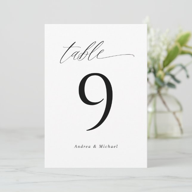 Moderne elegante 12x18 Wedding Tischnummern (Stehend Vorderseite)