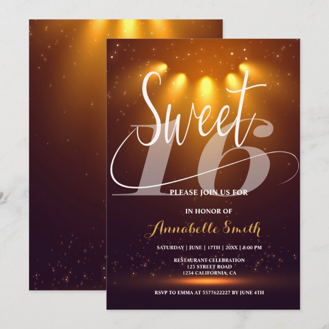 Moderne, elegante 16 Einladung (Vorne/Hinten)