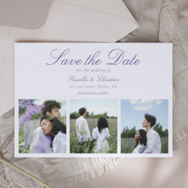 Moderne Elegante 3 Foto Wedding Save The Date (Von Creator hochgeladen)