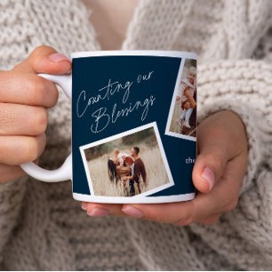 Moderne elegante 4-Foto-Collage Familien Geschenk Kaffeetasse
