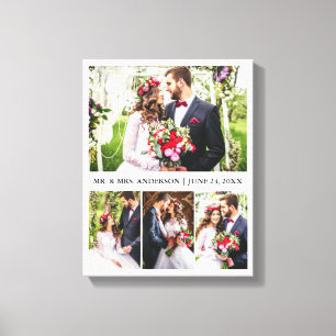 Moderne Elegante 4 Foto Hochzeit Leinwanddruck