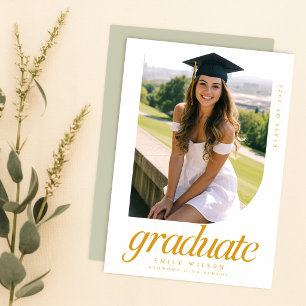 Moderne Elegante Abschlussfoto Abitur Ankündigung Postkarte