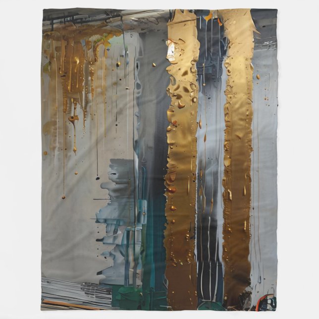 Moderne Elegante Abstrakt Gold Fleecedecke (Vorderseite)