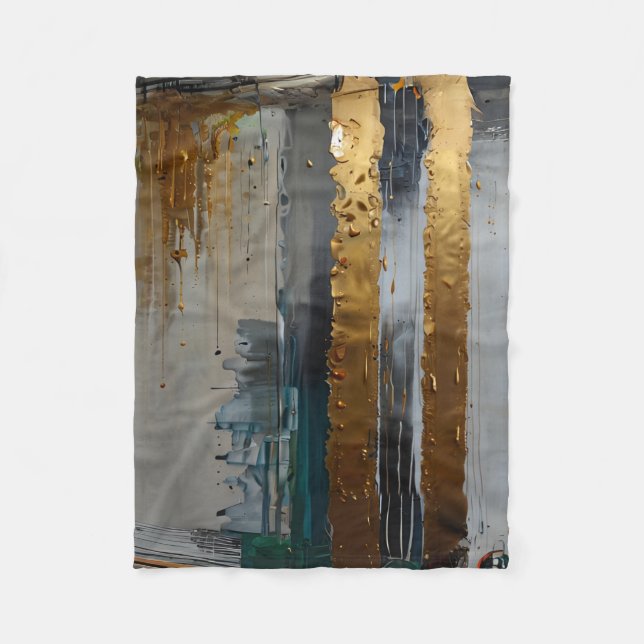 Moderne Elegante Abstrakt Gold Fleecedecke (Vorderseite)