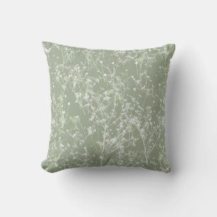 Moderne Elegante Abstrakt Sage Green Floral Kissen